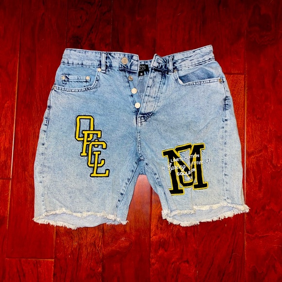 Boohoo Mens Other - BoohooMAN Varsity Appliqué Jean Shorts